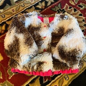 Zutano Faux Fur Coat with Pink Button